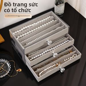 Hộp Đựng Trang Sức Bằng Vải Nhung Đơn Giản Để Lưu Trữ Vòng Cổ Ngọc Trai Hộp Đựng Đồ Trang Sức Có Ngăn Kéo Hộp Đựng Vòng Tay Và Khuyên Tai