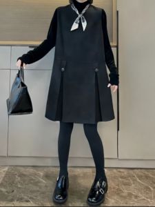 Elegant Ageless Sleeveless Dress Women plus Size Fashionable Casual High Waist Polyester Blend Autumn New Style Ladies Skirt