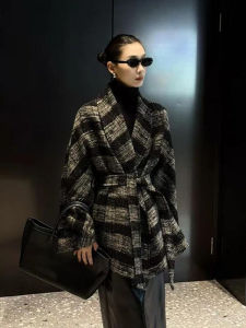 DANTING | Unique Intelligent Elegant Retro Black and White Check Tweed Blazer