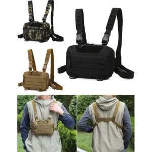 Mens Tactical Molle Chest Bag Outdoor Sports Travel Vest Hiking Trekking Hunting Backpack Fishing Cycling Bags Front Rig Pouch