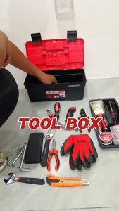 Mitushi 20" Premium Plastic Tool Box with Tray Durable Storage Organizer with Metal Buckle Latches Home Improvement Tool Chest