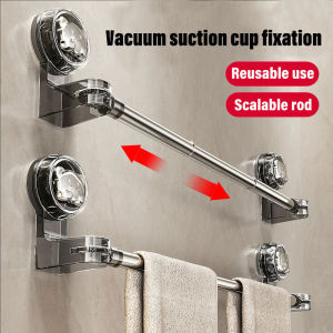 YESPERY Scalable Towel Rack 50 to100cm Wall Mounted Strong Suction Cup Towel Bar Adjustable Angle Towel Rack Bathroom Stainless Steel Towel Rod