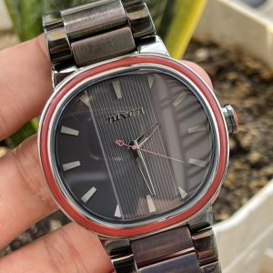 Đồng hồ nam Nixon mặt đen viền đỏ chạy pin hàng Si