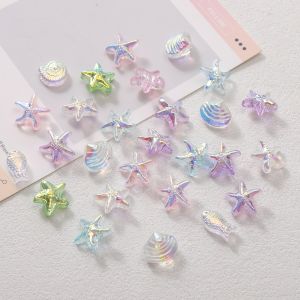 ลูกปัดรูปเปลือกหอยปลาดาวชุบด้วยไฟฟ้าสำหรับต่างหูสร้อยคอ DIY สร้อยข้อมือเครื่องประดับการทำเครื่องประดับหัตถกรรม