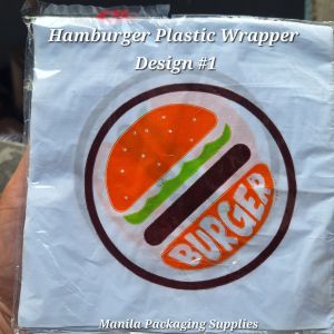 (1000 pcs) - Hamburger Plastic Wrapper Plain or printed burger design