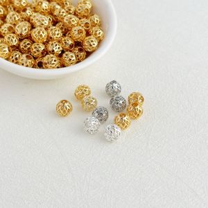 18K Pack Golden Balls Color Retention Cut Out Mesh Beads Loose Beads DIY Handmade Bracelet Necklace Jewelry Spacer Beads Accessories Material