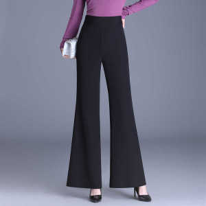 High Waist Wide Leg Pants Womens Spring Summer New Style Drapey Black Casual Bell Bottoms Slimming Effect Versatile Ladies Trousers