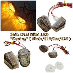 Sein tempel Oval Mini GSX/R15 V2/R15 V3/NINJA RR/NINJA 250 ( Nyala LED Kuning ) Harga 2 Pcs