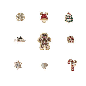 9pcs Christmas Style ABS Waterproof Shoe Charms Detachable Shoe Decorations Suitable For Crocs Clogs Beach Bag Best Gift Idea