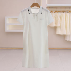 Sequined Letter Dual Zipper Design Short Sleeve Dress