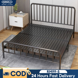 🔥GOLD Queen Metal Bed Frame Katil Queen/Super Single Bed Frame Katil Besi Katil hostel Bed Base Duty Heavy Sturdy Bed Frame鐵架床