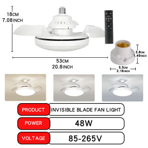 LED 30W ceiling fan light E27 with remote control for dimming suitable for living room study household use 110-265V