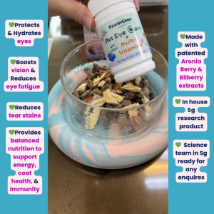 PawdyGene 2-in-1 Pet Eye Care + Multivitamins w Lutein Bilberry Aronia Berry extracts Supplement