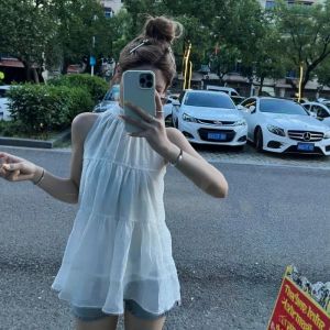 VKSOD | French Style White Vest Womens High Waist Slimming Denim Shorts Two-Piece Set Summer New Arrival Round Neck Sleeveless Outfit