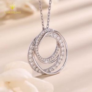 Pretty Beauty Moissanite Necklace for Women Four Interlocking Circles Pendant Necklace S925 Silver Gold Plated Luxury Jewelry