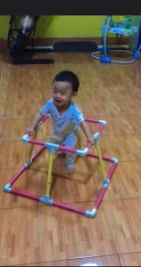 มีโค้ดส่งฟรี !!  รถหัดเดินเด็ก (สีฟ้าเหลือง) พีวีซีหัดเดินเด็ก อุปกรณ์ช่วยหัดเดินเด็ก  (ฟรี!! กาวร้อน) DIY จากท่อ PVC ช่วยเสริมพัฒนาการเดินตั้งแต่ก้าวแรก