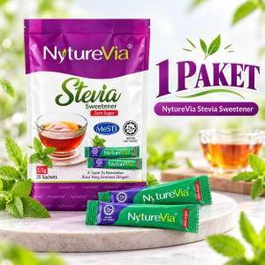 [NEW] STEVIA POWDER Nyturevia Sachet (25 sachet) Serbuk Pemanis Kawal Gula Darah Pengganti Gula Kawal Diet
