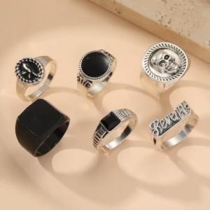 6PCS/SET Ring Set for Men Trendy Stackable Hand Jewelry Fashion Accessories Male Gift