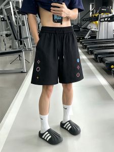 OUMULONG | Quick-Dry Embroidered Ice Silk Breathable Sport Shorts