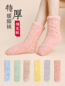 2 Pairs of Thick Socks for Women Autumn and Winter Velvet Thermal and Thickening Room Socks Sleeping Socks Stuffed Maternity Socks Coral Velvet