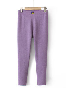Middle-Aged Mom Fleece-lined Long Johns Plus Size Womens Clothing Grandmas Clothes High Elasticity Thick Trousers Purple Heattech Leggings