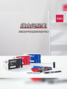 【SG Stock】Deli Double‑Tip Permanent Marker Dual Head Quick‑Dry Waterproof Marker Pen