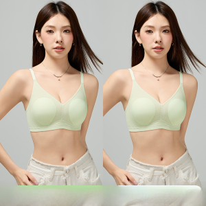 miiow | Cool Sensation Womens Underwear Summer Thin Cup Soft Support Breathable Rabbit Ear Bra Seamless Gathered 3/4 Cup V-neck Fixed Strap