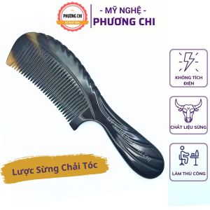 Lược sừng trâu khía màu đen hàng đẹp lược chải tóc gỡ rối massage đầu - Mỹ Nghệ Phương Chi