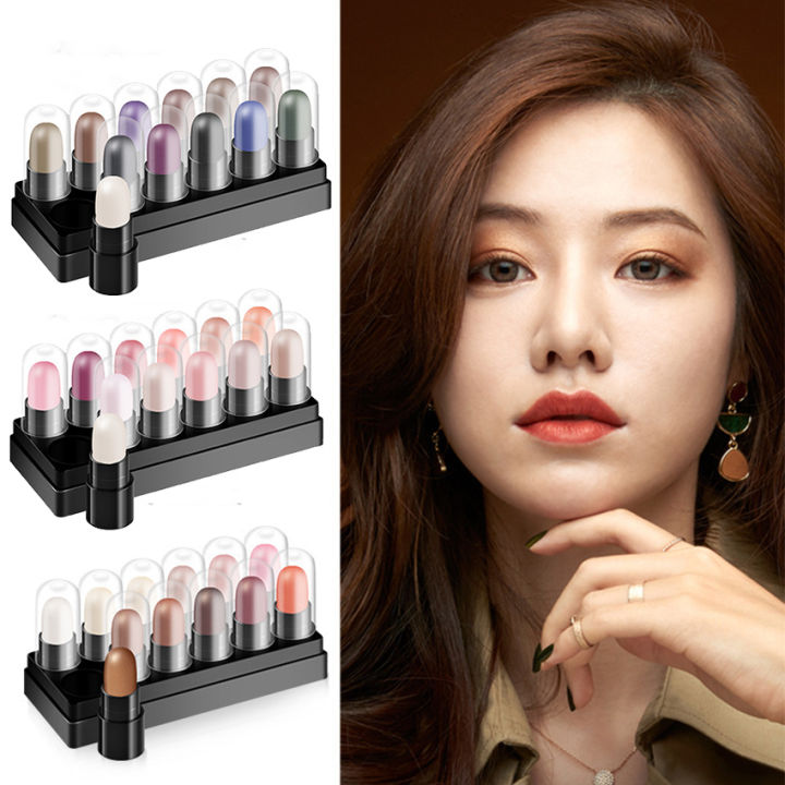 DNM 12pcs/set Eyeshadow High Glitter Pencil Pearl Rope Cotton Shadow