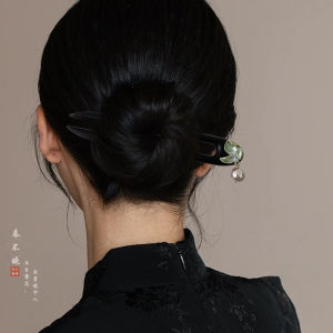 เครื่องประดับผมแบบ U ทรงเรียบง่าย ทำจากไม้ดำ สำหรับผู้หญิง สำหรับการแต่งผมแบบเรียบง่าย สำหรับการเดินทางไปทำงาน สำหรับผู้หญิง