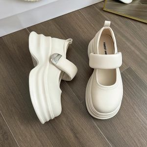 Mary Jane Wedding Shoes Thick Bottom Heightening Daily Wear Bride Maids High Heels White Main Wedding Dress Slippers Platform Shoes