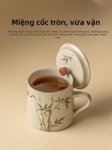 YOGEHOME | Tách Sứ Tre Hand-painted Có Nắp cho Trà và Dung Lượng Lớn