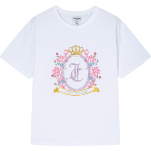 Juicy Couture | Slim Fit Black T-Shirt with Crystal Flower Print