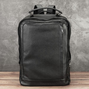 New Genuine Leather Backpack Mens Casual Travel Schoolbag Full-grain Leather Trendy Simple Backpack Business Computer Bag