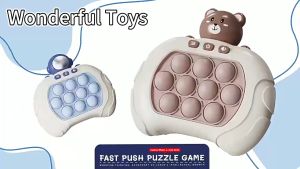 Wonderful Toys Quick Push Game Pop it Game Machine Educational Toys Fast Push Game Focus Training Stress Relief Toy for Kids with Lights and Sound
