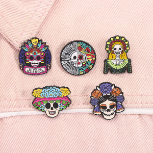Day Of The Dead Skeleton Catrina เคลือบ Pins De Los Muertos พจนานุกรมเม็กซิกันเทศกาลเข็มกลัด Lapel Badge ของขวัญเครื่องประดับสําหรับเพื่อน