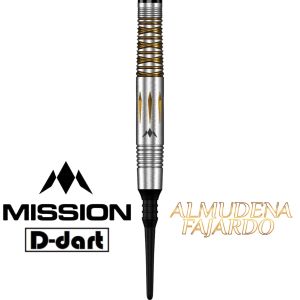 MISSION SOFT TIP DART - 18G Almudena Fajardo Ayuso Gold PVD Milled Silver 95% Tungsten Soft Darts (ARROW DART LEMBUT)