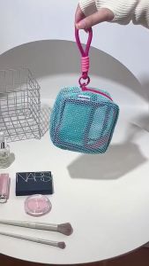 Mesh Zipper Bags Lightweight Visibility Travel Toiletry Pockets Durable Portable Space Saving Rotary Hook Mini Makeup Pouch Girls
