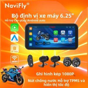 Màn Hình Hiển Thị Điều Hướng Kỹ Thuật Số Cho Xe Máy NaviFly 6.25 Với CarPlay Không Dây Android Auto Tùy Chọn DVR Và TPMS