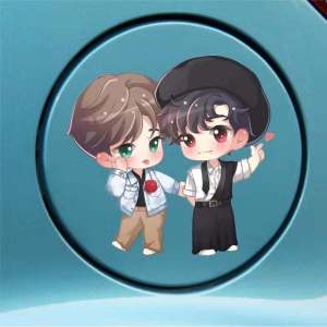 Car Oil Tank Cover Q Version Sticker Meeting Baggage Car Body Cartoon Anime Decal No Brand Registered Trademark