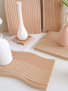 Hixi Creative Irregular Wooden Tray Decorative Ornaments Japanese Style Desktop Incense Tray Photography Props Home Decor