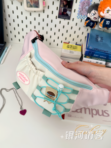 INS Style Girls Retro Contrast Color Chest Bag Korean Style Easiest for Match Students Crossbody Bag Female Niche Design Casual Waist Bag