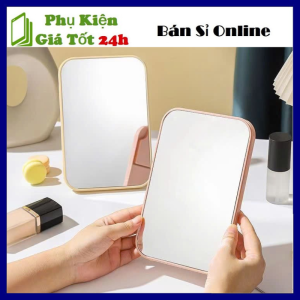 Gương Soi Để Bàn Gấp Gọn Xinh Xắn - Kính Soi Gương Trang Điểm Mini Khung Nhựa Cưng Cáp 25CM - Gương Công Chúa Gương Để Bàn