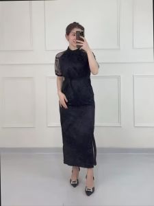 Dress Bodycon Brukat Kondangan Gaun Pesta Dan Natalan Dress Span Belah Paha Cantik Nona Manis