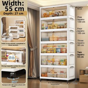 LIWAN | Foldable Multi-layer Plastic Storage Cabinet with Double Doors