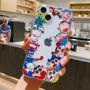 Cute Cartoon Crayon Shinchan Silicone Phone Case Full Cover Transparent Anti-Fall Protection for  Series Mobile Phones