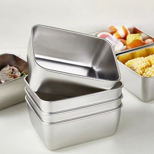 【Snuggery】316 Stainless Steel Fresh-keeping Box with Lid Household Refrigerator Food Classification Storage Box Preparation Packaging Box