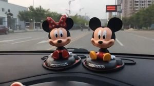 Mickey Minnies Car Interior Shake Shaking Ornament DIY Creative Matching Disney Car Interior Accessories Mickey Mouse shaking head dashboard toy