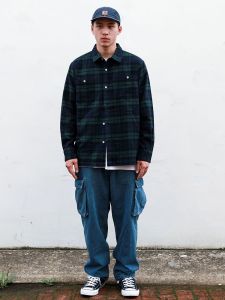 Radium Japanese Fashion Brand Brushed Flannel Plaid Loose Woolen Long Sleeves Casual Shirt Mens Spring & Fall Shirt