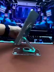 Holder Meja Stand Tablet HP Akrilik 360 Derajat Tempat Dudukan Penyangga hp Universal Phone Holder Meja Anti Slip Akrilik bening HD69